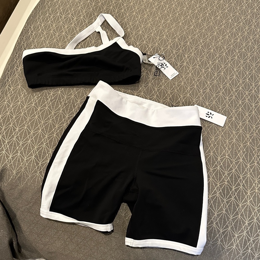 GIGI C Black and White Athletic Shorts and sports bra
